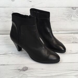 David Tate 100% Leather Black Side Zipper Flat Minimalist Classic Boots Size 8.5